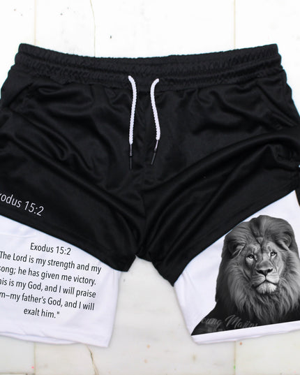 Religion Gym Shorts (Exodus 15:2)