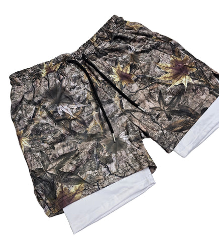 Leaf Camo" Gym Shorts